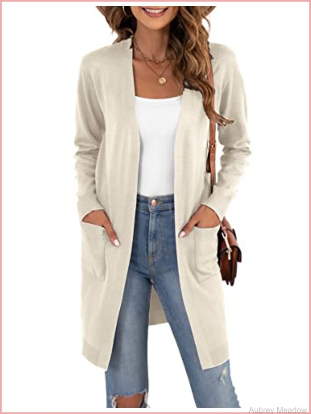 Classic Open Front Knit Cardigan Long Sleeve Lightweight Soft V-Neck